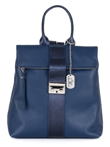 Anna Morellini Leren rugzak "Azalea" donkerblauw - (B)30 x (H)31 x (D)11 cm
