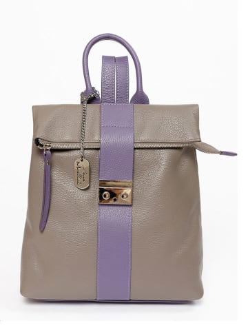 Anna Morellini Leder-Rucksack "Azalea" in Grau/ Lila - (L)30 x (B)11 x (H)31 cm