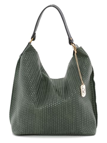 Anna Morellini Leren schoudertas "Sebastiana" donkergroen - (B)38 x (H)36 x (D)14 cm