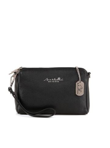 Anna Morellini Leder-Umhängetasche "Idalia" in Schwarz - (B)24 x (H)16 x (T)9 cm