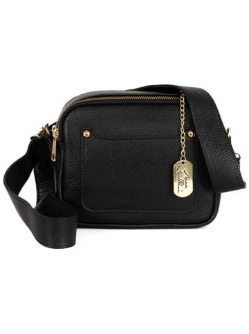 Anna Morellini Leder-Umhängetasche "Aldina" in Schwarz - (B)22 x (H)18 x (T)11 cm