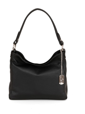 Anna Morellini Leren handtas "Paolina" zwart - (B)28 x (H)24 x (D)8 cm