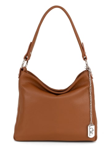 Anna Morellini Leder-Schultertasche "Paolina" in Cognac - (B)28 x (H)24 x (T)8 cm