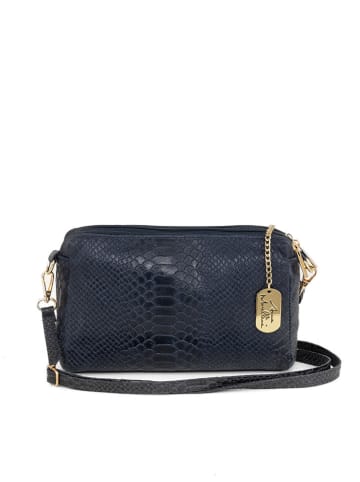 Anna Morellini Leren schoudertas "Luigina" donkerblauw - (B)25 x (H)16 x (D)7 cm
