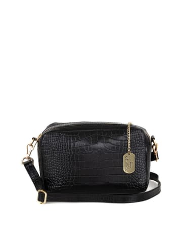 Anna Morellini Leren schoudertas "Donatella" zwart - (B)25 x (H)16 x (D)9 cm