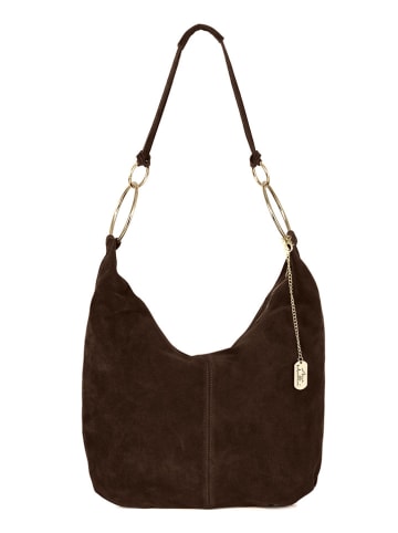 Anna Morellini Leder-Schultertasche "Damiana" in Braun - (B)38 x (H)36 x (T)9 cm