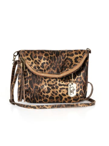 Anna Morellini Leren schoudertas "Malvina" lichtbruin - (B)22 x (H)18 x (D)2 cm