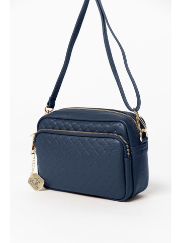 Anna Morellini Leder-Umhängetasche "Colomba" in Dunkelblau - (B)22 x (H)15 x (T)10 cm