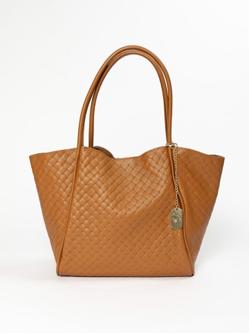 Anna Morellini Leder-Schultertasche "Magliana" in Camel - (B)38 x (H)30 x (T)2 cm
