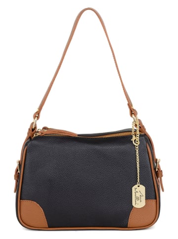 Anna Morellini Leren schoudertas "Andreina" zwart/cognackleurig