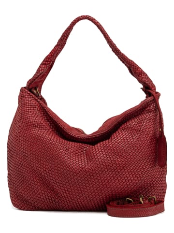 Melina C Skórzana torebka "Budoia" w kolorze bordowym - 32 x 27 x 14 cm