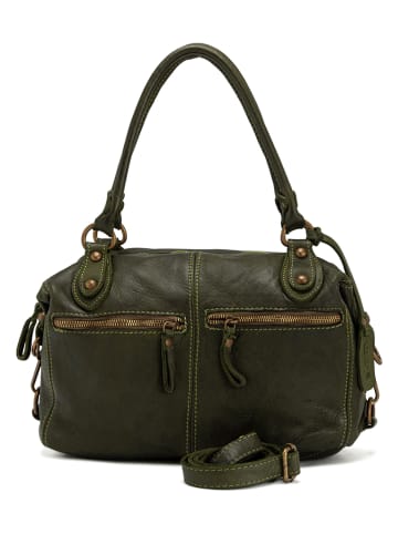 Melina C Skórzana torebka "Canda" w kolorze oliwkowym - 30 x 21 x 8 cm