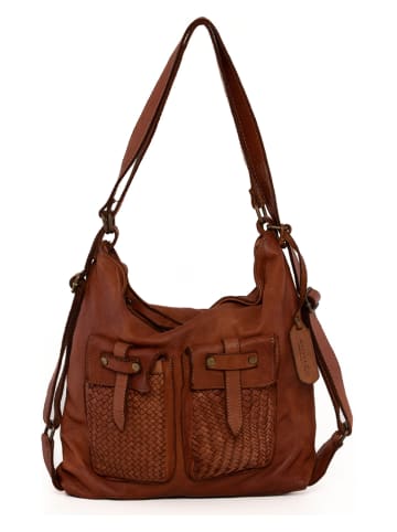 Melina C Leder-Schultertasche "Agira" in Cognac - (B)33 x (H)34 x (T)8 cm