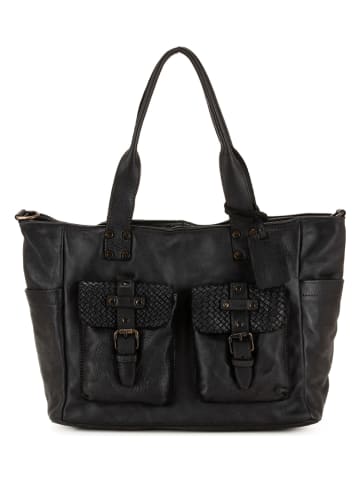 Melina C Skórzana torebka w kolorze czarnym - 40 x 30 x 16 cm