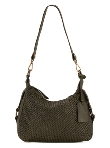 Melina C Leren schoudertas "Brebbia" donkergroen - (B)30 x (H)22 x (D)10 cm