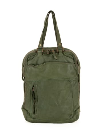 Melina C Leren rugzak "Frugarolo" donkergroen - (B)30 x (H)37 x (D)11 cm