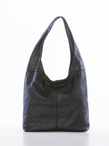 Lucca Baldi Leder-Schultertasche "Barga" in Schwarz - (B)33 x (H)32 x (T)16 cm