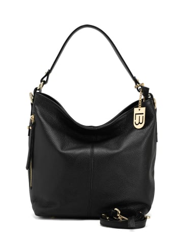 Lucca Baldi Leder-Schultertasche "Carrara" in Schwarz - (B)36 x (H)28 x (T)12 cm