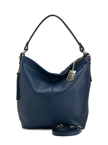 Lucca Baldi Leren schoudertas "Carrara" donkerblauw - (B)36 x (H)28 x (D)12 cm