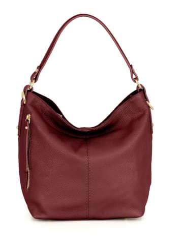 Lucca Baldi Leder-Schultertasche "Carrara" in Bordeaux - (B)36 x (H)28 x (T)12 cm