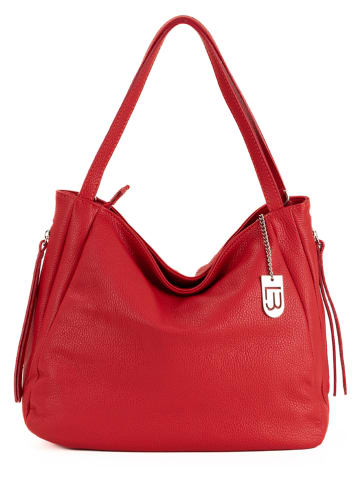 Lucca Baldi Leren schoudertas "Fiesole" rood - (B)34 x (H)29 x (D)15 cm