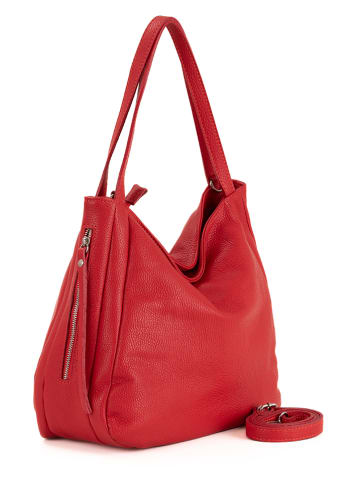 Lucca Baldi Leder-Schultertasche "Fiesole" in Rot - (B)34 x (H)29 x (T)15 cm
