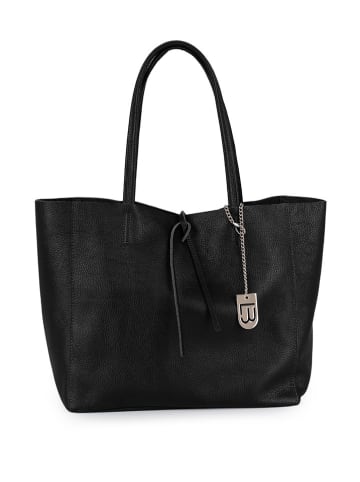 Lucca Baldi Leder-Schultertasche "Spoleto" in Schwarz - (B)34 x (H)28 x (T)14 cm