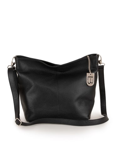 Lucca Baldi Leren schoudertas "Trapani" zwart - (B)33 x (H)25 x (D)14 cm