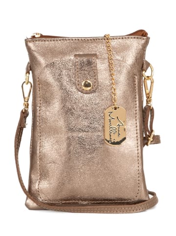 Anna Morellini Leren schoudertas "Erica" goudkleurig - (B)14 x (H)21 x (D)1 cm