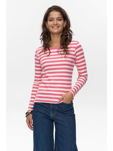 NÜMPH Koszulka "Mixie" w kolorze różowo-białym