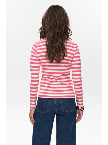 NÜMPH Koszulka "Mixie" w kolorze różowo-białym