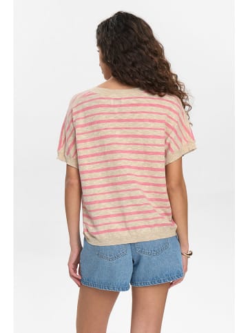 NÜMPH Sweter "Nukiki" w kolorze beżowo-jasnoróżowym