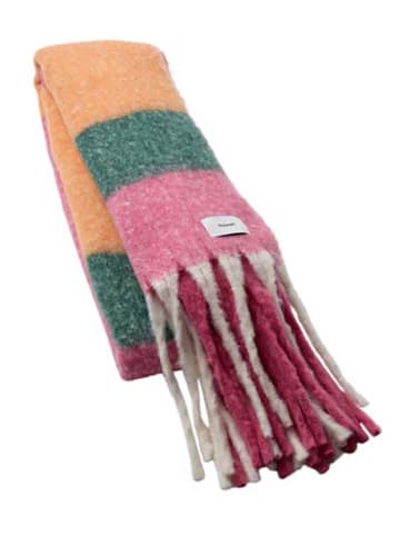 NÜMPH Szal w kolorze różowo-zielono-pomarańczowym - 206 x 52 cm