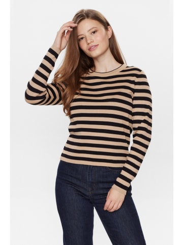 NÜMPH Sweter w kolorze beżowo-czarnym