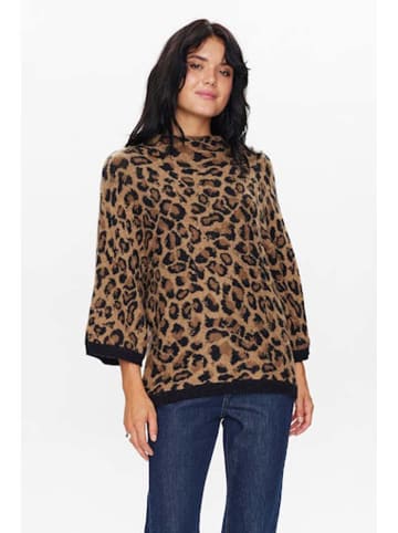 NÜMPH Sweter w kolorze jasnobrązowym