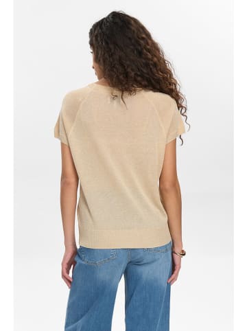 NÜMPH Koszulka dzianinowa w kolorze złoto-beżowym