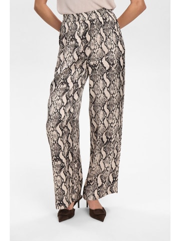 NÜMPH Spodnie "Nuvictoria" w kolorze czarno-beżowym