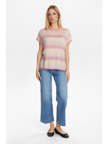 NÜMPH Sweter "Numilva" w kolorze jasnoróżowo-kremowym