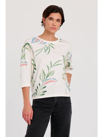 NÜMPH Koszulka "Nubrighead" w kolorze zielono-kremowym