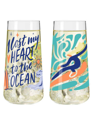 RITZENHOFF 2-delige set: glazen "Wanderlust" blauw/meerkleurig - 614 ml