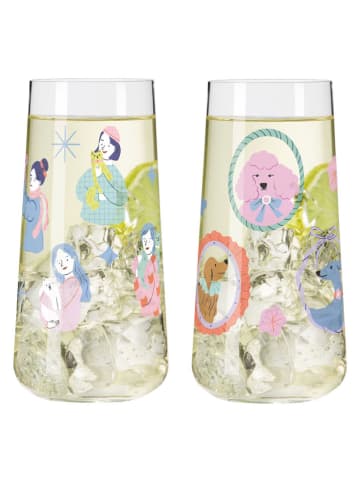 RITZENHOFF 2er-Set: Gläser "Petfluencer" in Rosa/ Hellblau - 600 ml