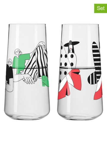RITZENHOFF Szklanki (2 szt.) "Online Fashion" w kolorze czarno-zielonym - 500 ml
