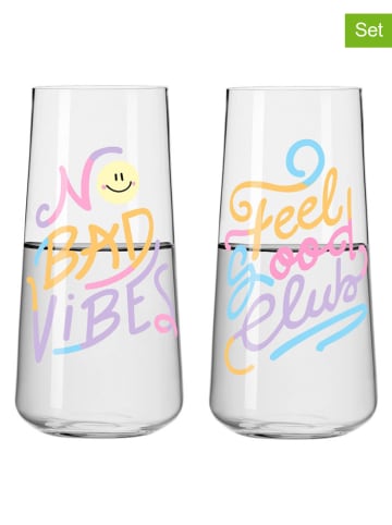 RITZENHOFF 2er-Set: Gläser "Self-Care" in Gelb/ Lila - 500 ml