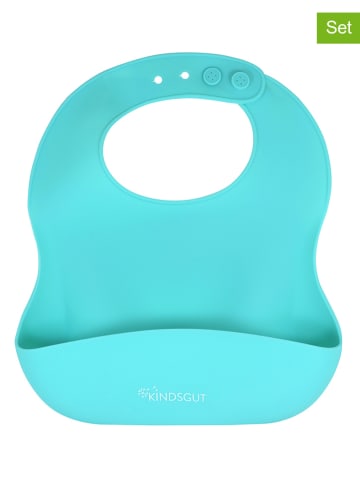 Kindsgut 2-delige set: slabbetjes turquoise - (L)25 x (B)23 cm