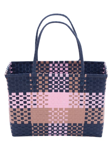 Overbeck and Friends Shopper "Klara" in Dunkelblau/ Hellbraun - (B)43 x (H)28 x (T)23 cm