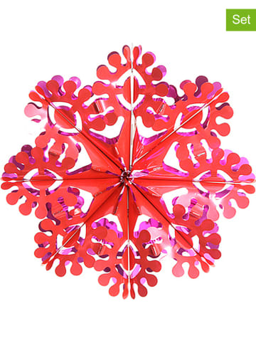 Overbeck and Friends 2er-Set: Weihnachtsschmuck "Glitzerblume" in Rot/ Fuchsia - Ø 30 cm