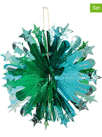 Overbeck and Friends 2er-Set: Weihnachtsschmuck "Kristall" in Türkis/ Grün - Ø 20 cm