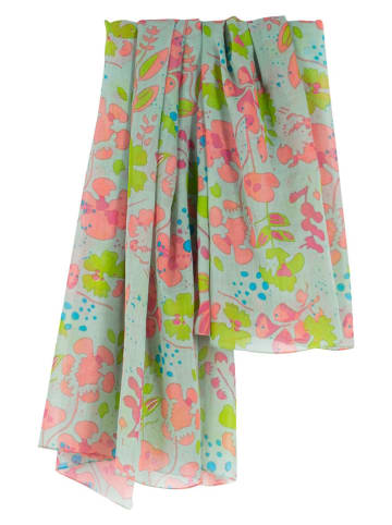 Overbeck and Friends Doek "Viola" turquoise/lichtroze/groen - (L)180 x (B)110 cm