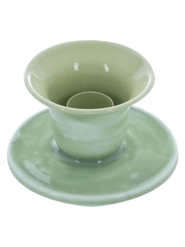 Overbeck and Friends Kerzenständer ''Belle'' in Grün - (H)4,8 x Ø 8,2 cm