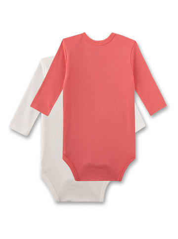 Sanetta 2-delige set: rompers oranje/wit